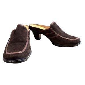 Sofft Chocolate Brown Suede Heel Mule / Clog Shoe Sz 8